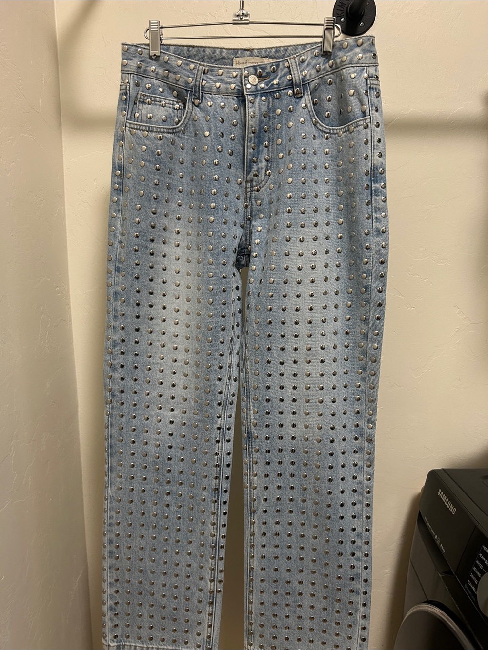Light Blue Studded Denim Jeans - Picture 5 of 13